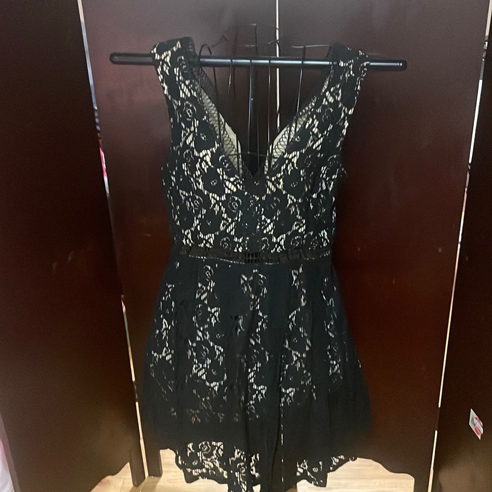 NWOT Black and nude lace dress
